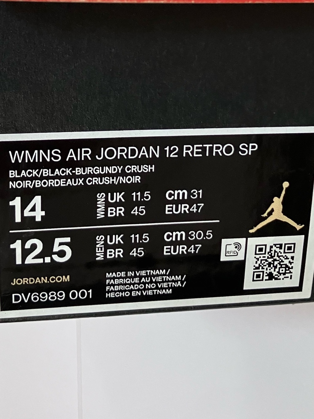 Air Jordan 12 Retro SP A Ma Maniére Black Size 12.5 - Picture 9 of 9
